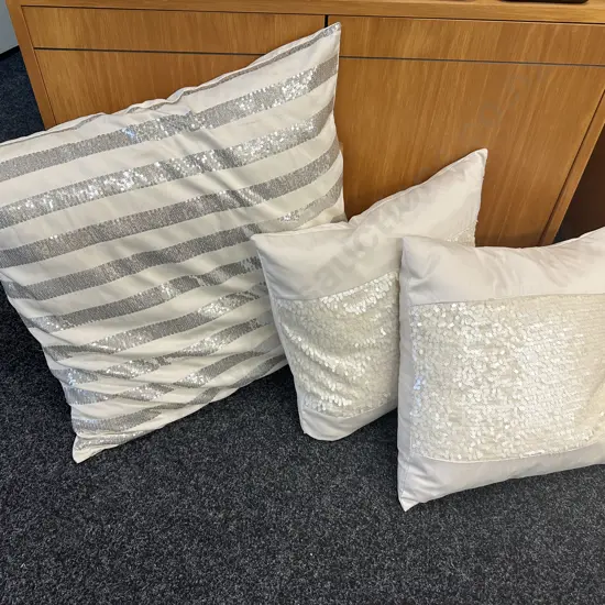 Euro Cushion & 2 x Cream Sequence Cushions